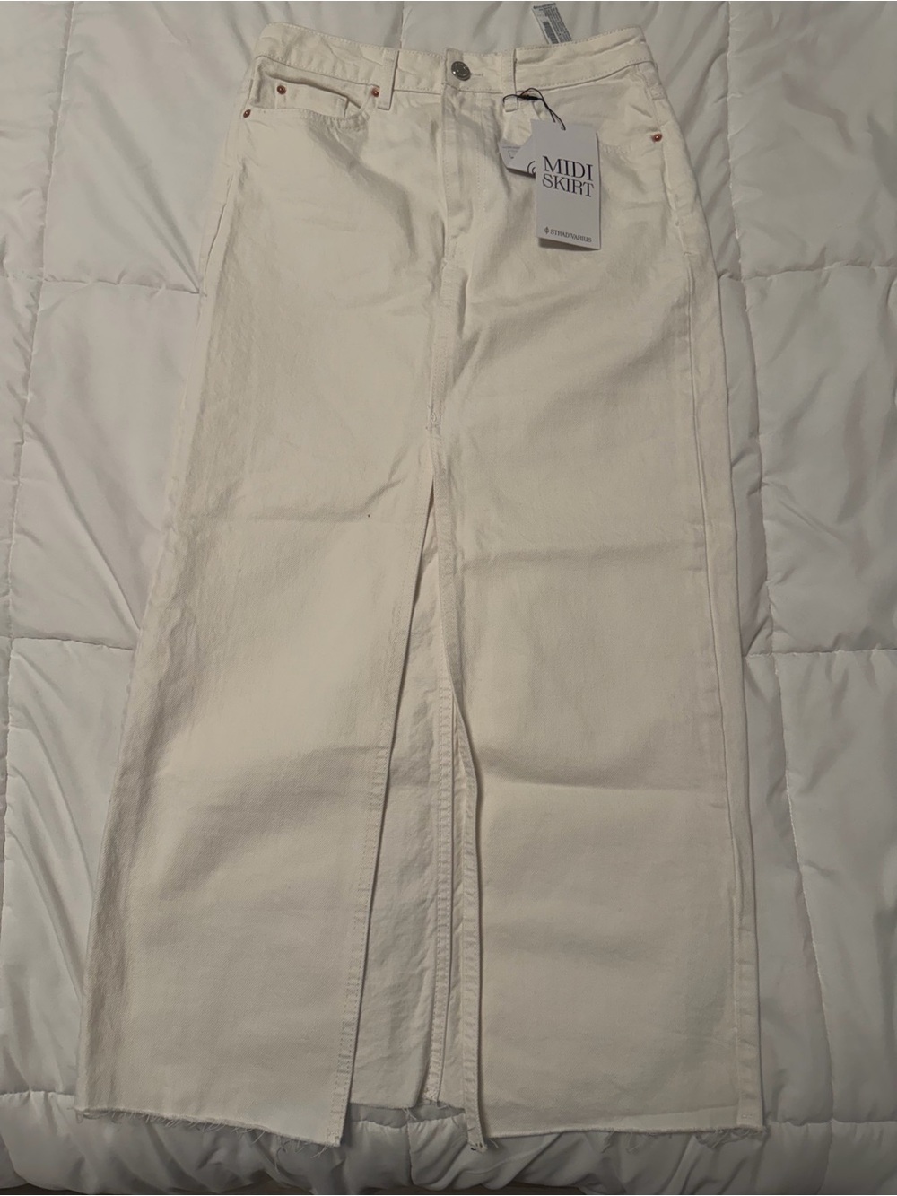 stradivarius White Midi Skirt